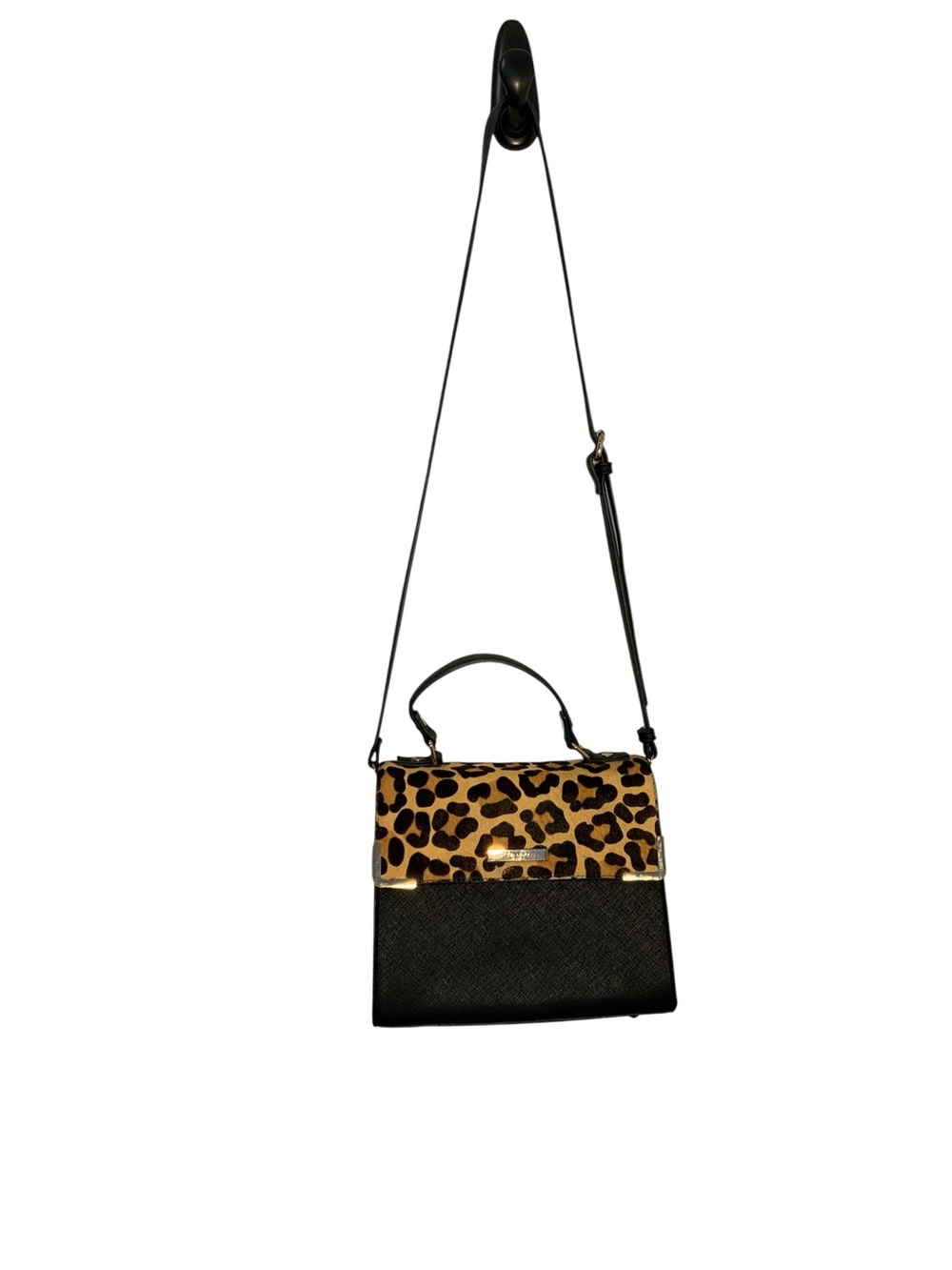 Dune London Black and Leopard Top-Handle Bag